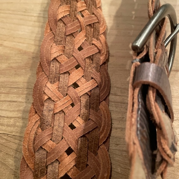 Linea Pelle VTG Boho Leather Metallic Braided Belt Boho Hipster Gypsy casual M - Picture 2 of 10